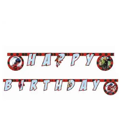 Procos Zgodbe Ladybug in Cat Noir: Happy Birthday napis 230cm Cene