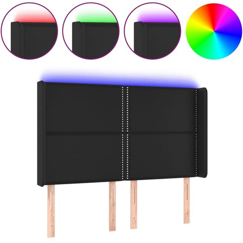 Maison Chic led posteljno vzglavje - vzglavna omarica - nočna omarica črno 147x16x118/128 cm umetno usnje, (21708308) Cene