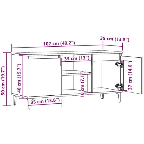 vidaXL TV ormarić Artisan hrast 102x35x50 cm izrađeno drvo Cijene