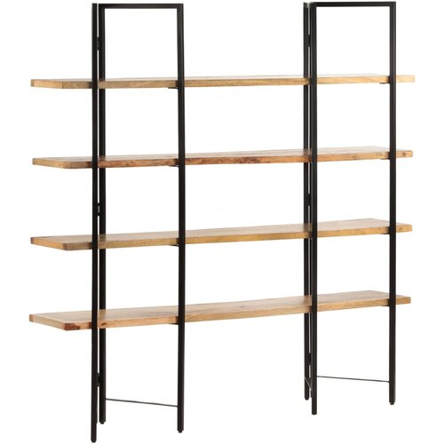 VidaXL Knjižna omara 4-nadstropna 160x35x160 cm trden mangov les Slike