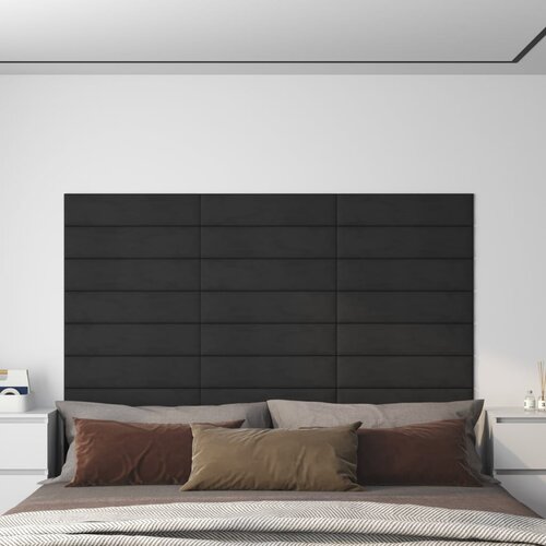 VidaXL Stenski paneli 12 kosov črni 60x15 cm žamet 1,08 m&amp;sup2; Slike