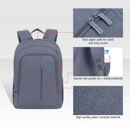 Rivacase 7560 Backpack 15,6 Grey Canvas Material Slike