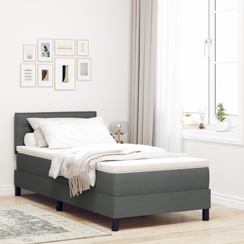 VidaXL Posteljni okvir z vzmetnico Siva Tkanina 100 x 200 cm Slike