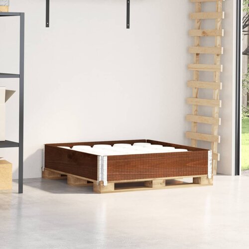 vidaXL Paletni okvir rjav 100x100 cm trdna borovina Cene