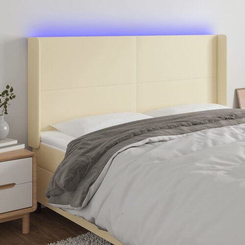  LED uzglavlje krem 183 x 16 x 118/128 cm od umjetne kože Cene