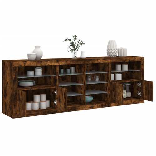 vidaXL Komoda z LED lučkami dimljen hrast 202x37x67 cm Cene