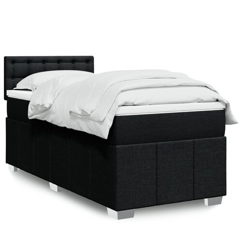 Box spring krevet s madracem crni 80 x 200 cm od tkanine Slike