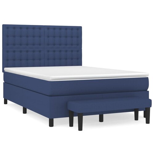 vidaXL Box spring postelja z vzmetnico modra 140x200 cm blago, (20896141) Cene