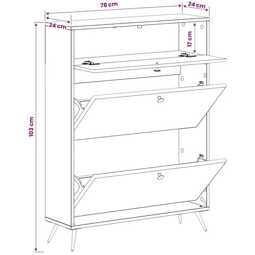  Ormar za cipele BREDA 78 x 24 x 103 cm Konstruirano drvo - Dimljeni hrast Slike