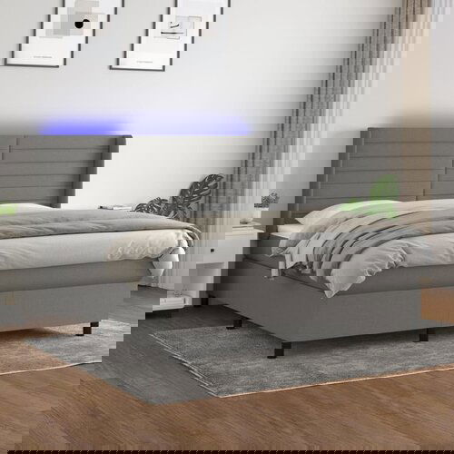  The Living Store Box spring postelja z vzmetnico LED temno siva 180x200 cm blago - Box Spring Postelja, (21444405) Slike