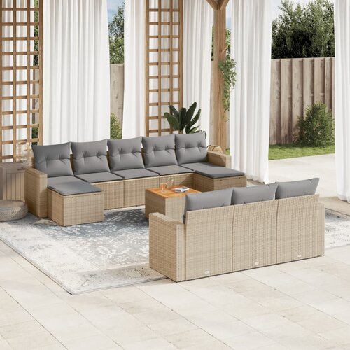 vidaXL 11-dijelni set vrtnih sofa s jastucima bež od poliratana Cijene