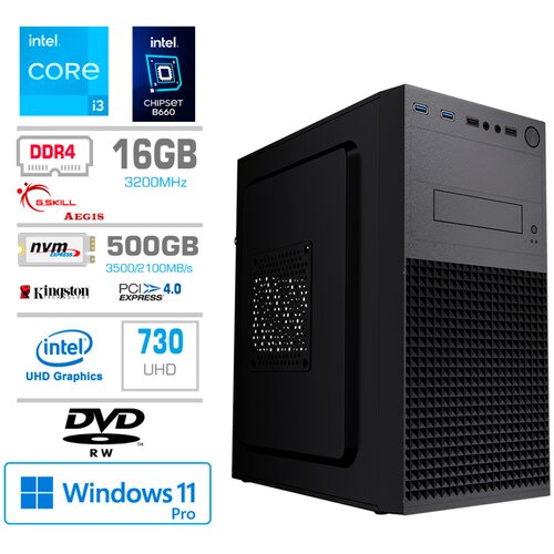 MEGA Računalnik MT S4 i3-14100/Intel 730/16GB/500GB/DVDRW/450W/Win11Pro, (5000334873) Slike