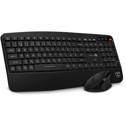 Connect IT CKM-6010-CS - Ergonomska bežična tastatura i mi&scaron; crne boje Cene