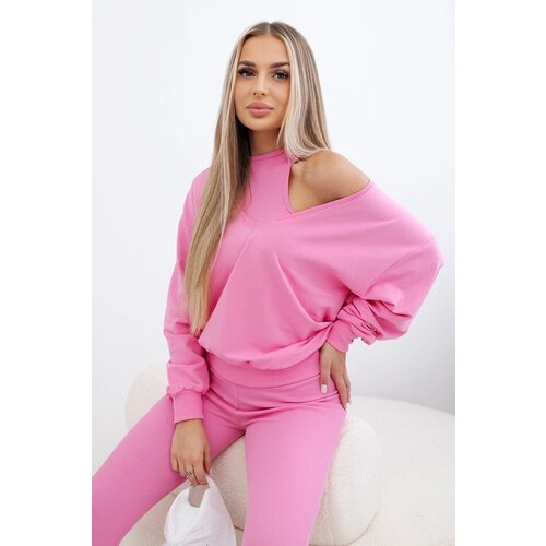 Kesi 3-piece set sweatshirt + top + leggings light pink Cene