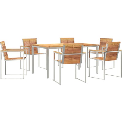 vidaXL 7-delni vrtni jedilni set iz trdega tikovega lesa, zunanji jedilni stol 150x90x75 cm iz trdega tikovega lesa Cene