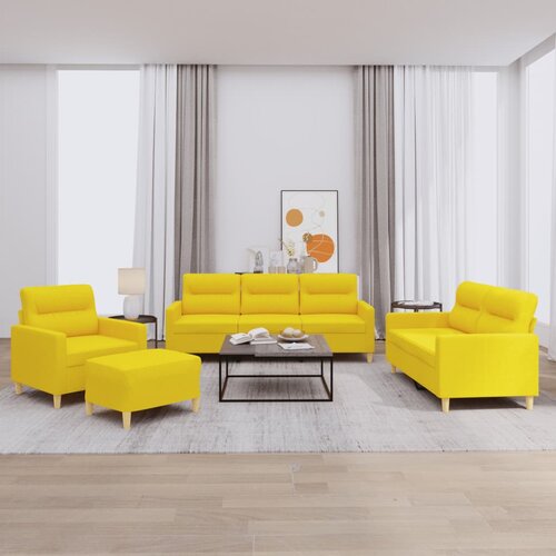  4-dijelni set sofa s jastucima svjetložuti od tkanine Cene