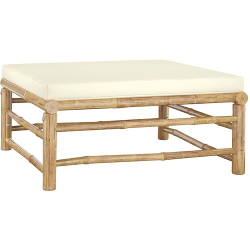 The Living Store Vrtni stolček za noge s kremno belo blazino bambus - Stolček Za Noge, (21460421) Slike