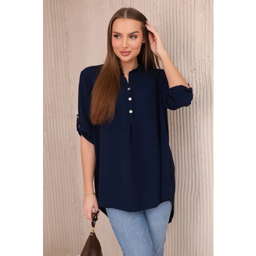 Kesi Blouse with a longer back - navy blue Slike