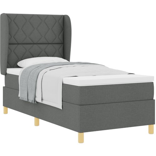 vidaXL Postelja s podlogo s prejedom Temno Siva 90x190 cm Tkanina Cene