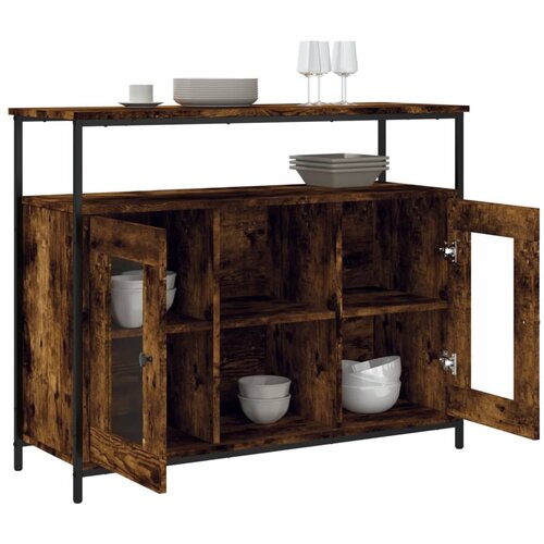  Komoda boja dimljenog hrasta 100x35x80 cm konstruirano drvo Slike
