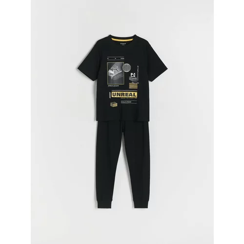 Reserved - Komplet dvodijelne pidžame s printom - crno
