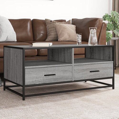VidaXL Stolić za kavu siva boja hasta 100x50x45 cm od drva i metala Slike