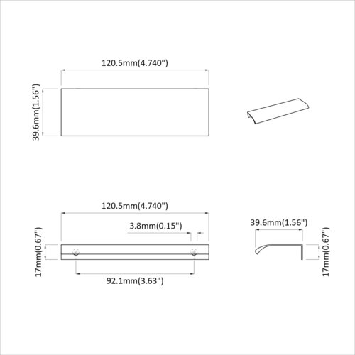  2 pcs Crna 120 x 39.6 x 17 mm Aluminij Slike