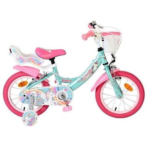 Volare Unicorn Children's Bicycle - Girls - 14 inch - Green - Two Hand Brakes Cijene