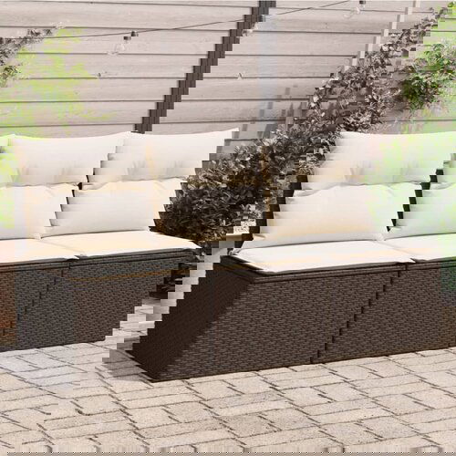 vidaXL Vrtni trosjed s jastucima smeđi od poliratana Cijene