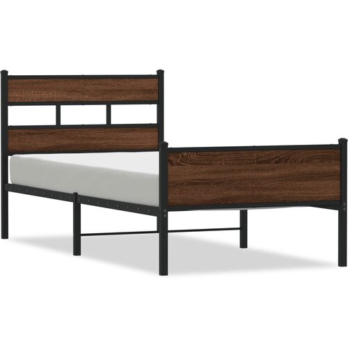 VidaXL Posteljni okvir brez vzmetnice hrast 107x200 cm inženirski les, (21607347) Slike