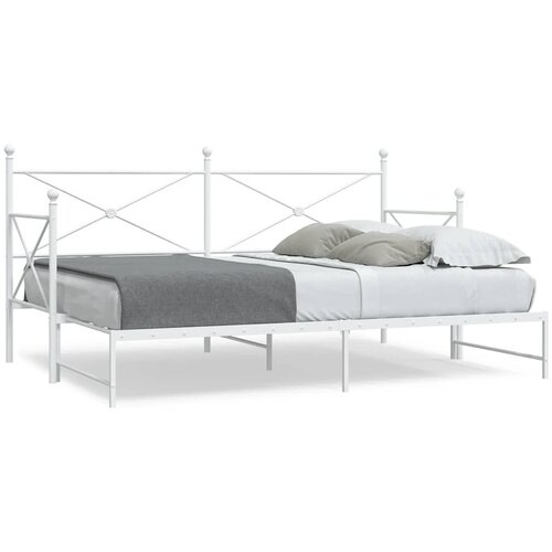 VidaXL Dnevna postelja s skrinjo brez leži&amp;scaron;ča Bela 90x190 cm Jeklo Slike