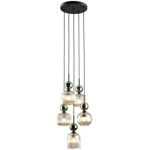  Visilica na sajli SOPHIA 5xE14/10W/230V crna/zelena/zadimljeno bež Cene