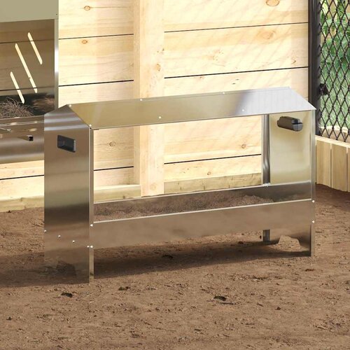 vidaXL Krmilna posoda za koko&scaron;i srebrna 81 x 32 x 53,5 cm Cene