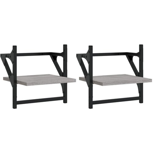 Maison Chic 2 kosi Stenske Police - Viseče police s prečkami siva sonoma 30x25x30 cm, (21793497) Slike