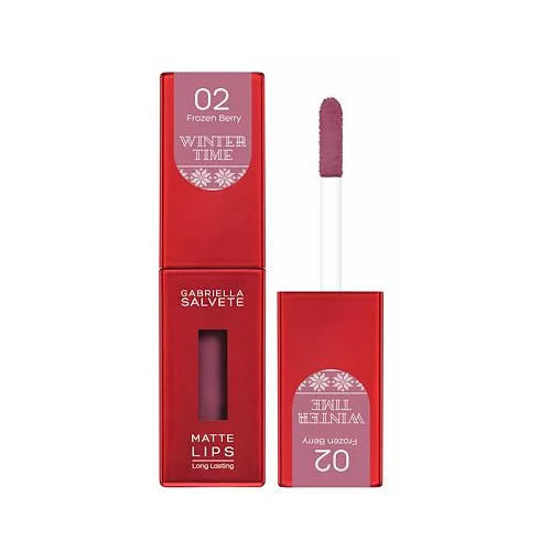 Gabriella Salvete Winter Time Matte Lips visoko pigmentirana tekoča šminka 4,5 ml odtenek 02 Frozen Berry za ženske