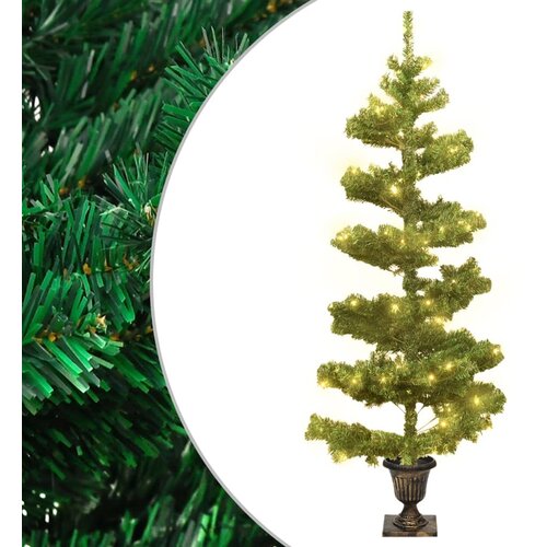 vidaXL Novoletna jelka z lončkom in LED diodami zelena 120 cm PVC Cene