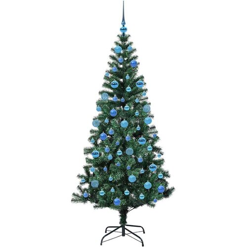 VidaXL Umjetno predsvijetljeno božićno drvce Zelena 180 cm PVC Slike