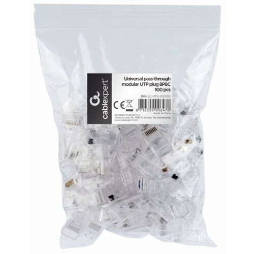 Gembird LC-PTU-01/100 univerzalni pass-through modul utp plug RJ45 8P8C, 100u pak /cena po pakovanju Cene