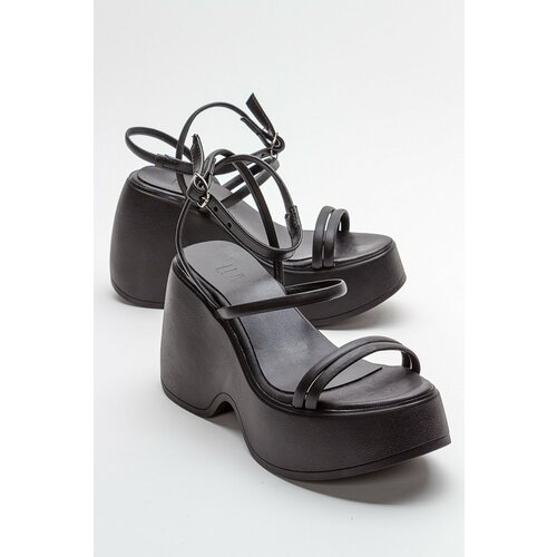 LuviShoes LINMO Women's Black Wedge Sole Sandals Cene