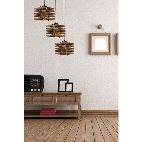 Opviq cara Ahşap 3 Lü tepsili Yanık Sarkıt brown chandelier Cene