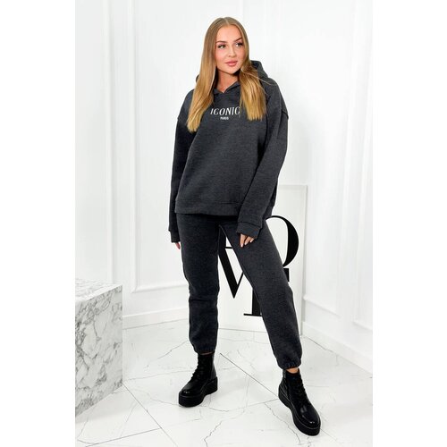 Kesi Insulated cotton set, sweatshirt with embroidery + Graphite trousers Slike