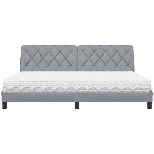  Krevet s madracem svjetlosivi 200 x 200 cm od tkanine Slike