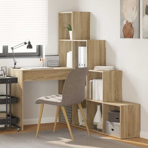 VidaXL kotni&amp;scaron;ka miza s polico sonoma hrast 101,5 x 149,5 x 149,5 cm Slike
