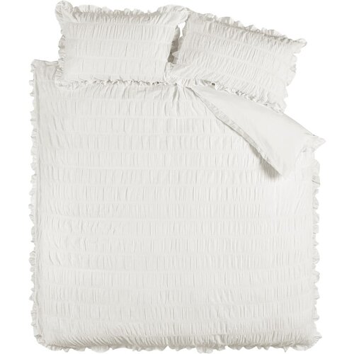 Catherine Lansfield Bijela posteljina za bračni krevet od krepa 200x200 cm Seersucker Frill &amp;ndash; Slike