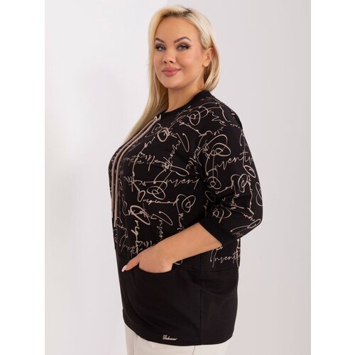 Fashion Hunters Black loose blouse plus size with inscriptions Slike