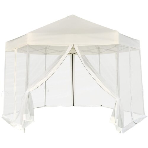 vidaXL Šotor pop-up šestkoten s 6 stranicami kremno bel 3,6x3,1 m Cene
