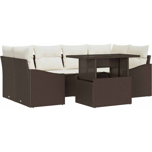  Sjedeća garnitura za vrt 7 kom. Smeđa poliratan Crna 100 x 55 x 73 cm Slike