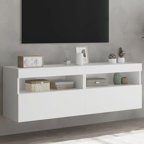 vidaXL Stenske TV omarice z LED lučkami 2 kosa bela 60x30x40 cm Cene