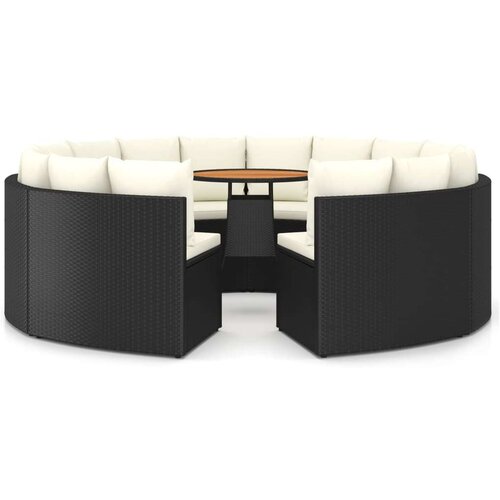 Poli 9-dijelni set vrtnih sofa od poliratana s jastucima crni Slike