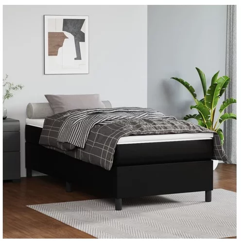  Box spring posteljni okvir črn 90x200 cm umetno usnje